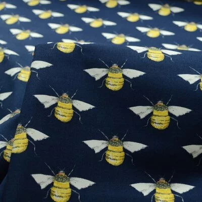 Poplin - Bumblebees Navy