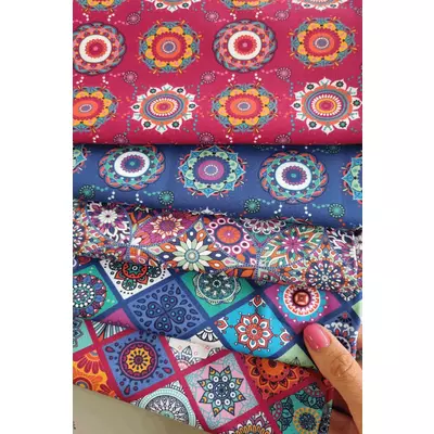 Poplin imprimat - Abstract Mandala Wine