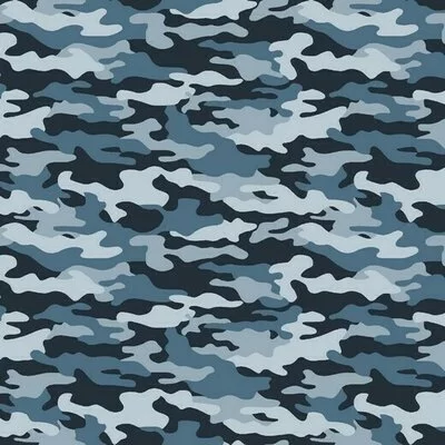 Poplin imprimat - Army Camouflage Light blue