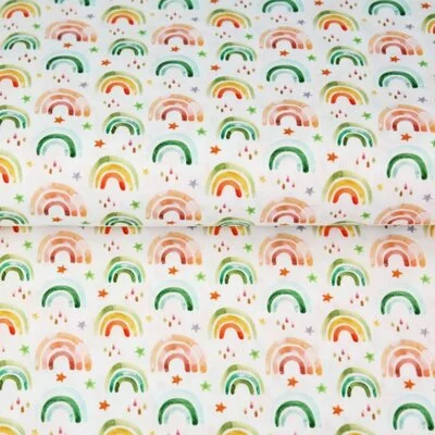 Poplin imprimat digital - Rainbows Drops and Stars