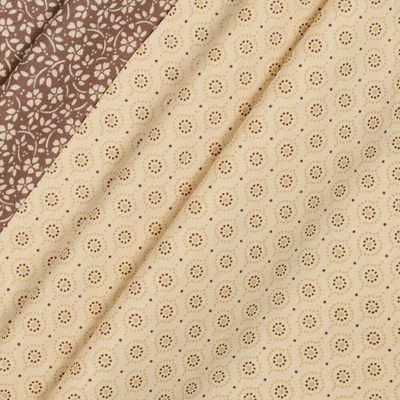 Poplin imprimat - Flowers and Dots Light Yellow