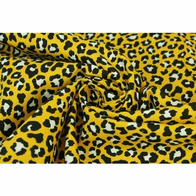 Poplin imprimat - Leopard Yellow - cupon 45 cm