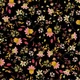 Poplin imprimat - Lovely Flowers Black - cupon 50 cm