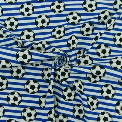 Poplin imprimat - Soccer Stripes Blue