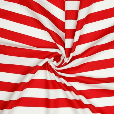 Poplin imprimat - Stripe Red/White 2.5 cm - cupon 92 cm