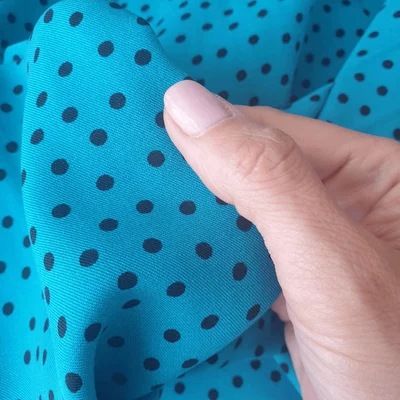 Vascoza Twill Imprimata - Small Dots Turquoise