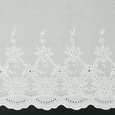 Voal de bumbac cu bordura brodata - Floral Small - cupon 83cm