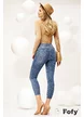 Blugi dama albastri elastici cu talie medie si efect push-up