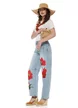 Blugi dama albastru deschis premium balloon summer 2026 cu imprimeu maci