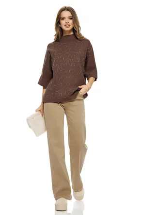 Blugi dama camel croială modernă, talie medie, denim lejer