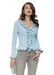 Blugi dama gri deschis premium elastici cu talie inalta nasturi bijuterie