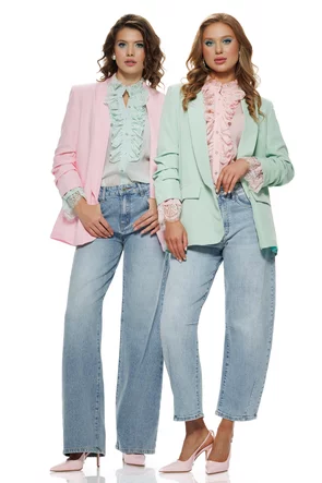 Blugi dama premium albastru deschis barrel fashion trend 2026