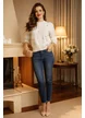 Blugi dama premium conic cu talie inalta usor franjurati la tiv picture - 1