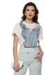 Blugi dama premium water blue fashion trend 2026 cu strasuri si inchidere asimetrica