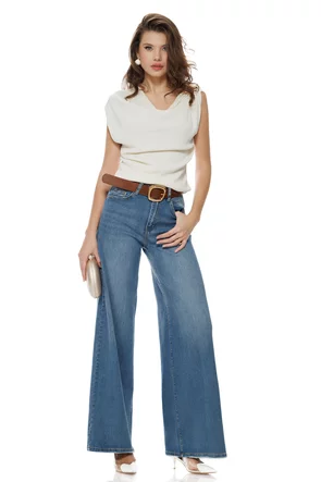 Blugi dama premium wide fashion trend 2026 supersoft elastic cu centura