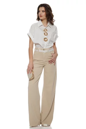 Blugi dama wide premium bej fashion trend 2026 supersoft