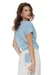 Blugi dama wide premium cloud dancer 2026 elastic cu buzunre baby blue cu strassuri