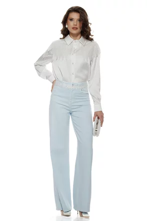 Blugi dama wide premium water blue fashion trend 2026 supersoft