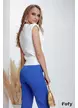 Bluza dama alba cu umeri buretati si colier navi din tricot premium