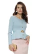 Bluza dama baby blue din vascoza premium cu peplum si accesorii aurii