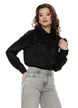 Bluza dama de ocazie neagra satinata cu aplicatie spectaculoasa de margele si paiete