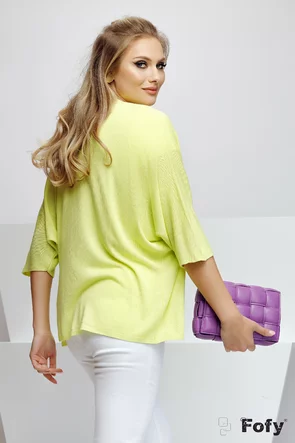 Bluza dama de primavara din tricot premium lime stil cardigan