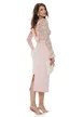 Bluza dama din dantela premium roz elastica cu volane si decolteu reglabil
