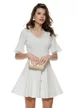 Bluza dama eleganta alba din vascoza premium cu contururi din dantela fina