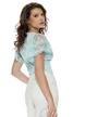 Bluza dama eleganta aqua din bumbac cu maneci din dantela premium 