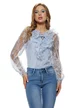 Bluza dama eleganta baby blue din dantela premium cu jabou si maiou