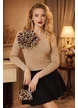 Bluza dama eleganta bej cu floare maxi animal print