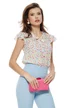 Bluză  Fofy dama eleganta de vara din voal alb cu imprimeu multicolor