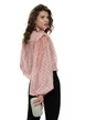 Bluza dama eleganta din matase de tencel roz cu buline umeri stucturati si talie pe elastic