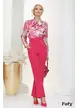 Bluza dama eleganta din saten fin imprimat in tonuri de ciclame cu funda