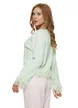 Bluza dama eleganta din tricot premium verde menta cu broderie cu floricele si franjuri