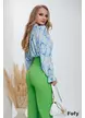 Bluza dama eleganta din voal imprimat in nuante tonice de albastru si verde cu esarfa
