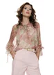 Bluza dama eleganta din voal matasos roz cu volane si imprimeu paisley