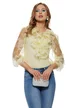 Bluza dama eleganta galbena din dantela premium cu jabou si maiou