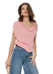 Bluza dama eleganta roz premium cu guler fald si accesoriu metalic detasabil
