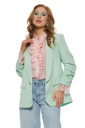 Bluza dama eleganta roz premium cu jabou si volane din dantela