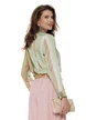 Bluza dama eleganta satinata cu dungi late in nuante de verde