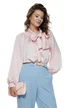 Bluza dama eleganta satinata roz cu guler retro si funda