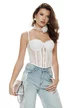 Bluza dama eleganta stil corset din dantela alba elastica premium