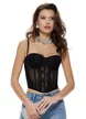 Bluza dama eleganta stil corset din dantela neagra elastica premium