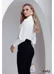 Bluza dama Fofy alba eleganta cu esarfa plisata si mansete late 