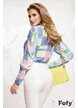 Bluza dama Fofy eleganta cu funda pe umar imprimeu multicolor