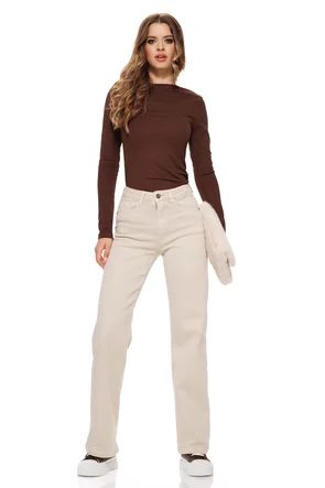 Bluza dama maro din bumbac elastic premium cu decolteu barcuta