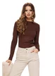 Bluza dama maro din bumbac elastic premium cu decolteu barcuta