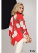 Bluza dama moderna satinata rosie cu croi lejer si imprimeu floral nude 