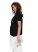 Bluza dama neagra premium brodata cu margele si paiete cu insertii albe asimetrice de matase si dantela